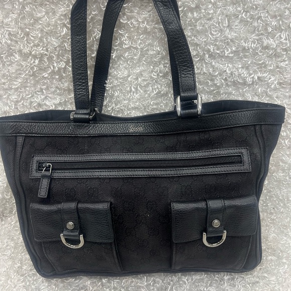 Gucci Black GG Canvas And Leather Abbey Pocket Tote - Picture 1 of 16